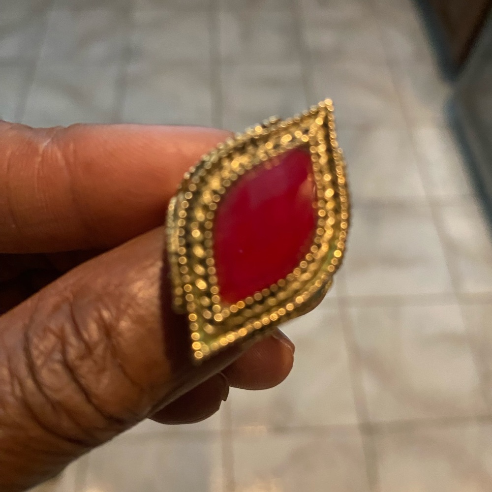 Studio Barse Teal Pouch with Red Gem Ring